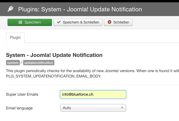 Joomla Update Benachrichtigung
